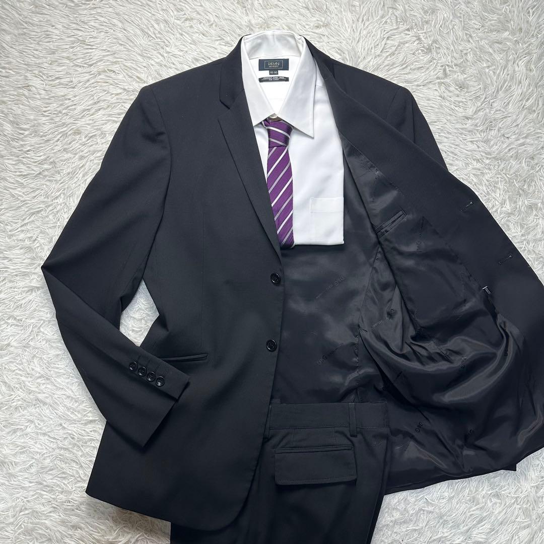 未使用級 ドルガバ セットアップ 裏地 ボタンロゴ有 大きめ 総裏 黒 50