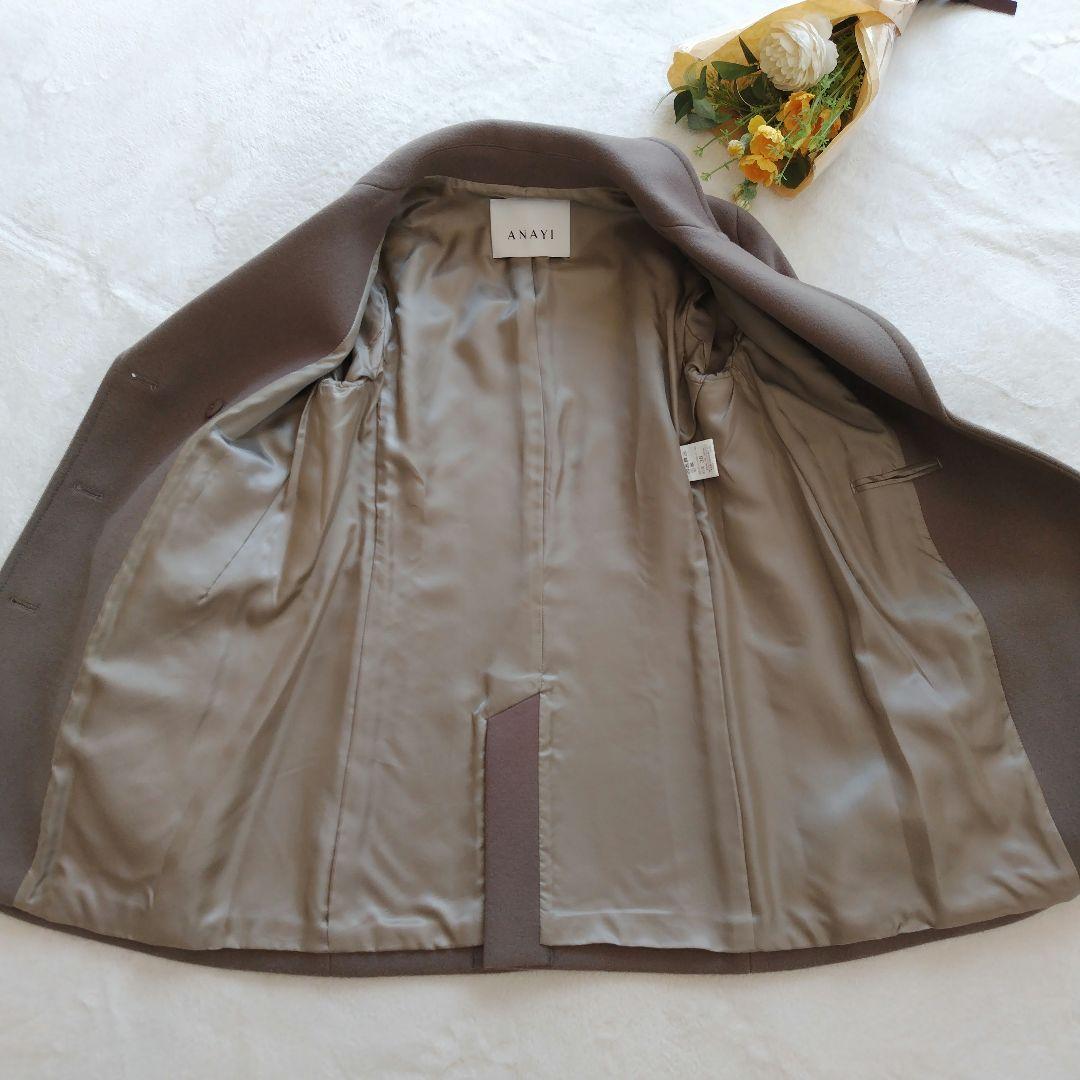 美品✨21AW ANAYI スーパー140リバーメルトンPコート M 金ボタン