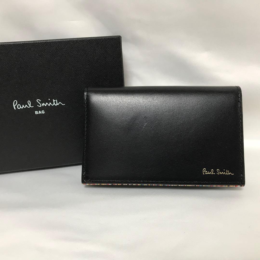 Paul Smith シグネチャーストライプ ティッピング 名刺入れ ブラック Paul Smith シグネチャーストライプインバーテッド 名刺入れ 黒 新品