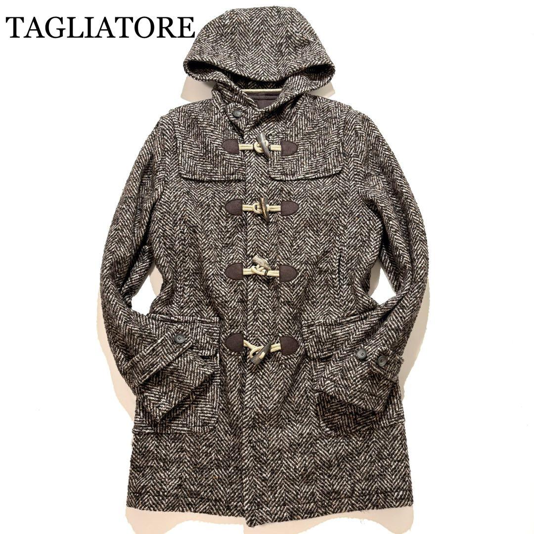 【美品】TAGLIATORE ダッフルコート ツイード mixカラー 46 セール】 TAGLIATORE ネップツイード バルカラーコート （ステンカラー
