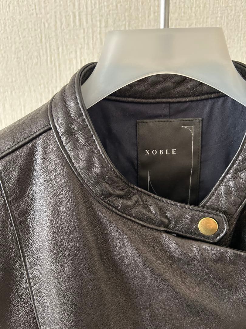 美品】ノーブル ブラック レザー ライダースジャケット サイズ38
