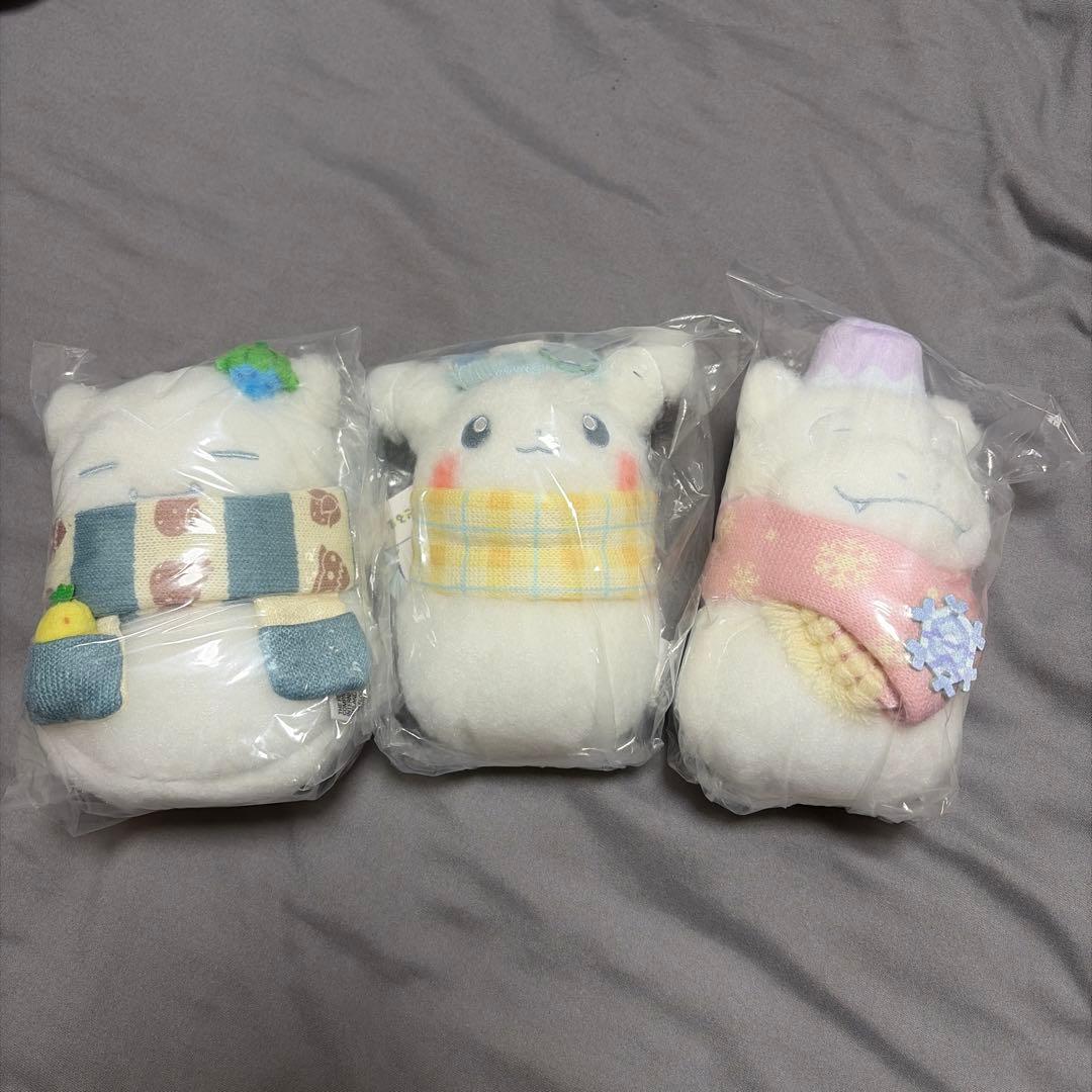 【3匹セット】 ぬいぐるみ ゆきだるま ピカチュウ カビゴン ヤドン 雪遊びをするピカチュウが可愛すぎ！ゆきだるまイメージの『ポケモン