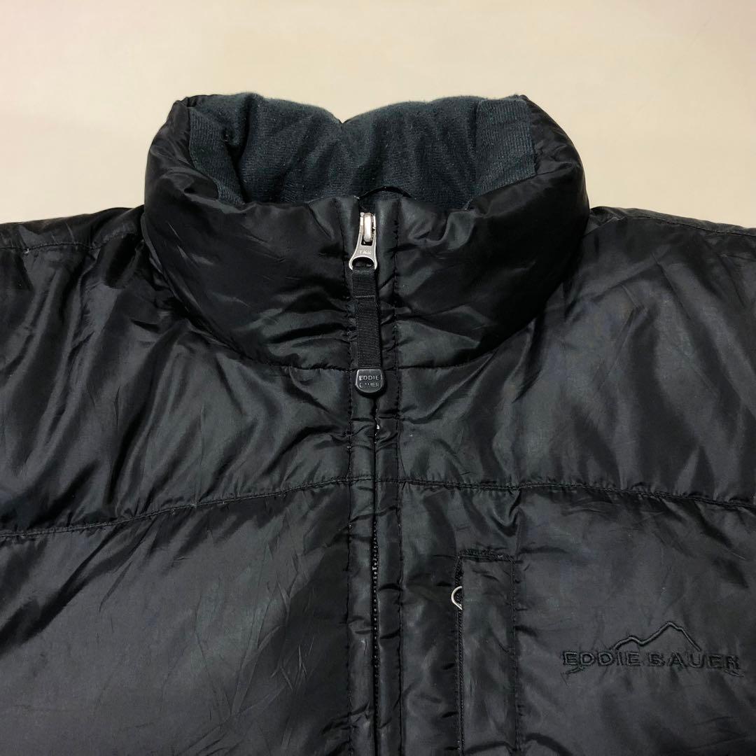 エディーバウアー グースダウンジャケット 刺繍ロゴ ブラック 黒