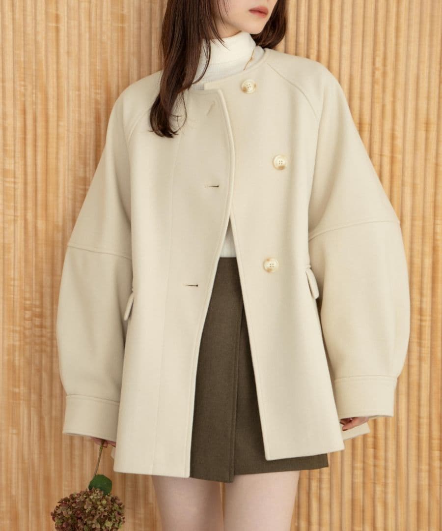 年末セール 新品紙タグ付き hinari ウェーブデザインミドルコート S ウェーブデザインミドルコート（その他アウター）｜hinari（ヒナリ）の