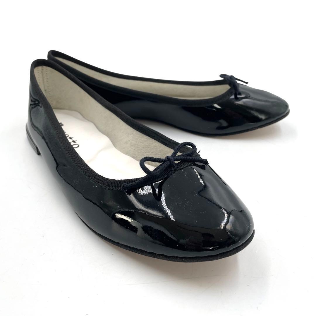 《未使用品》レペット フラットパンプス バレエシューズ エナメル ブラック 39