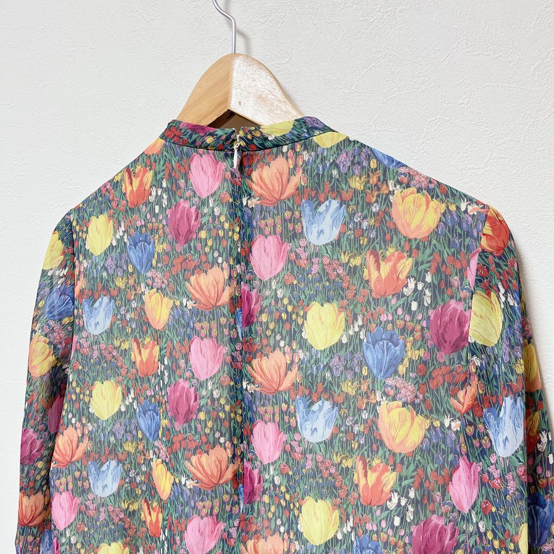 LIBERTY AMALIA TULIPスタンドカラーブラウス 38 AMACA ファッション