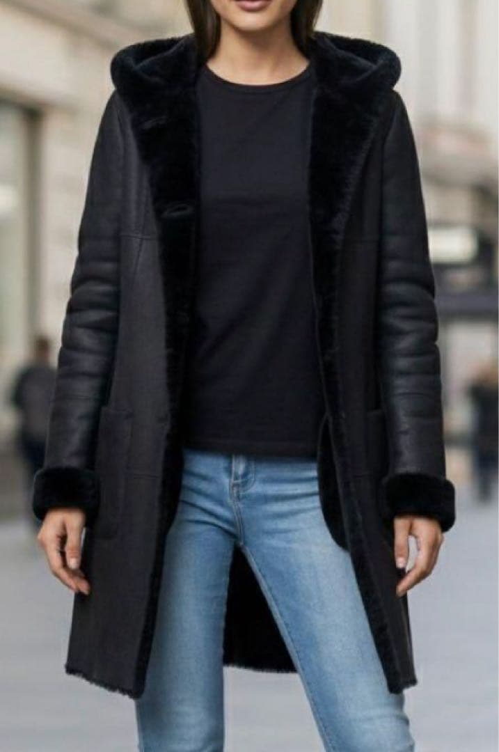 フリークスストア リアルムートンコート ブラック ロングコート 羊革 M