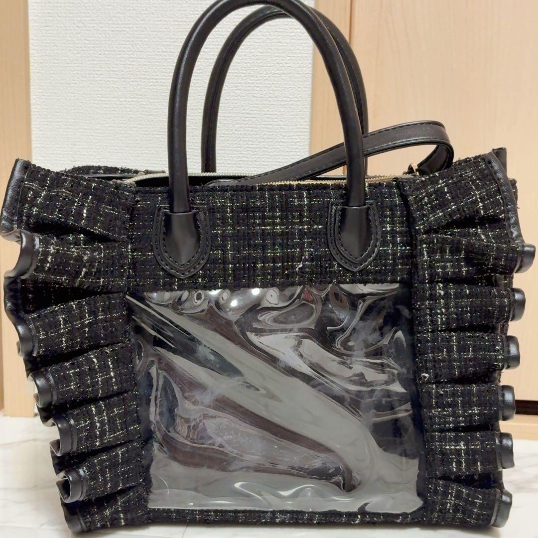 riridear リリディ 推し活 痛バ ツイードミニバッグ 黒 ブラック