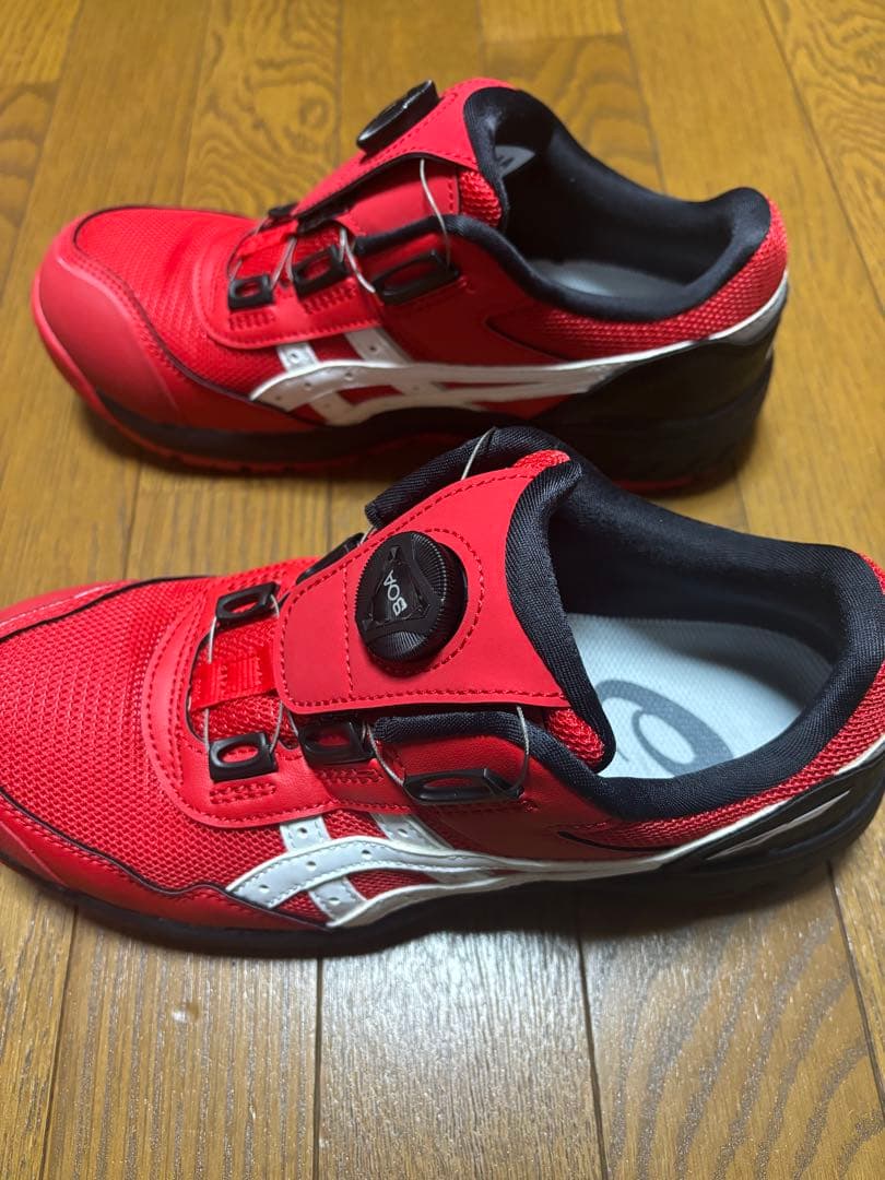 【新品】ASICS 赤 メッシュ 安全靴 ダイヤル式　24.0cm