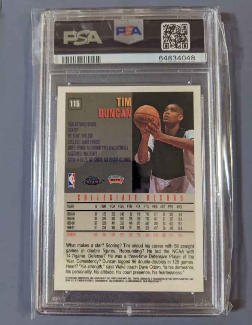 NBAカード ルーキーカード #115 Tim Duncan RC PSA8