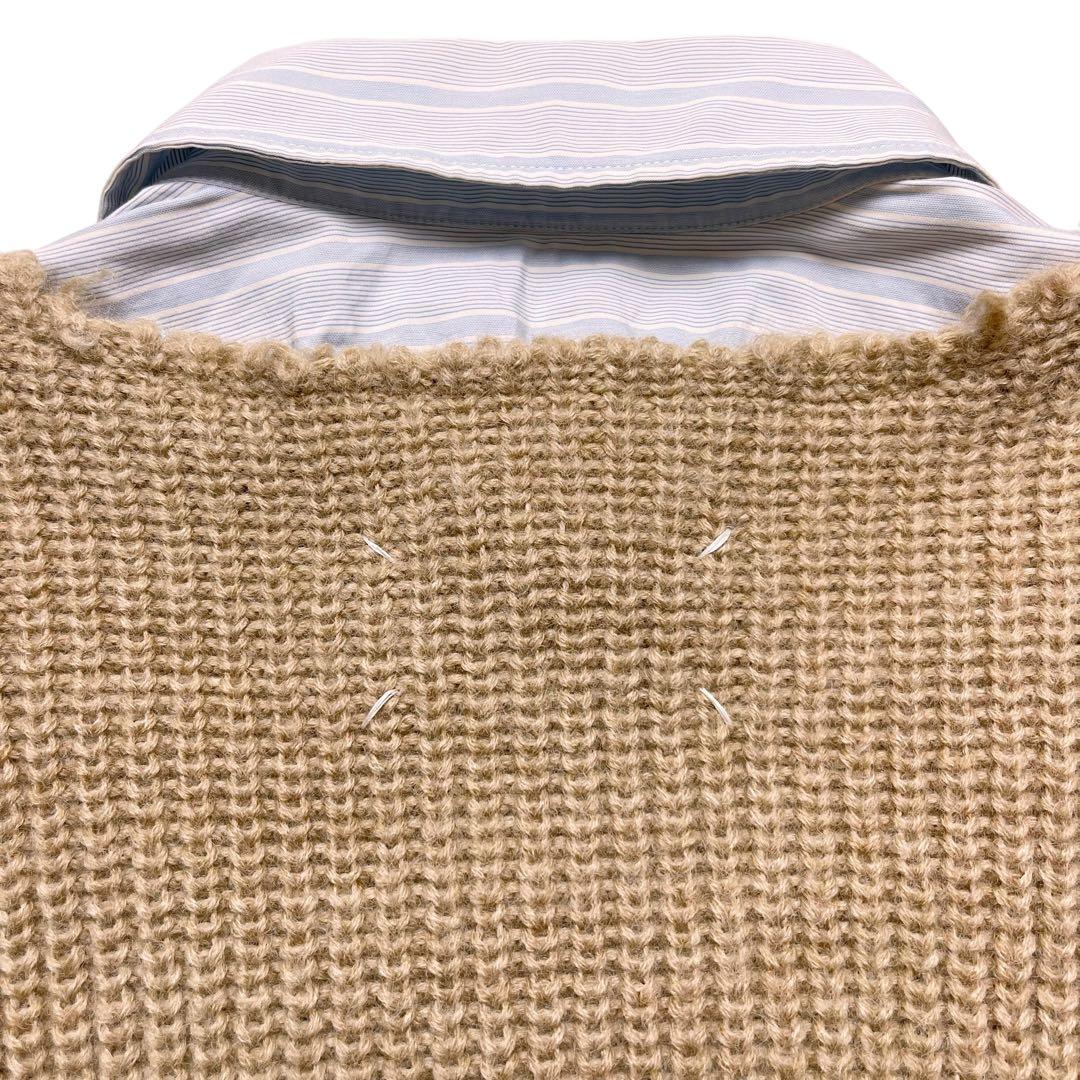 美品【メゾンマルジェラ】22AW ニット ドッキング レイヤード シャツ