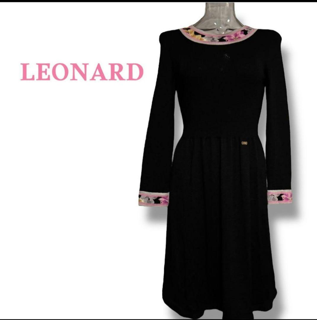 美品　LEONARD＊カミシヤ、シルク混 の上質な膝丈ワンピース SHIPS（シップス） ワンピース 「手洗い可能」シルク混 シアー