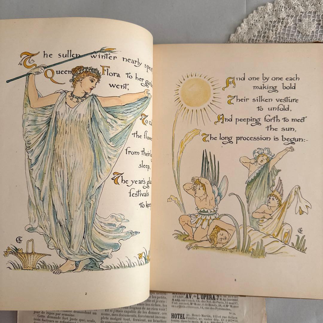 稀少1892年アンティーク美しい挿絵の絵本イギリス古書 洋書ジャンク
