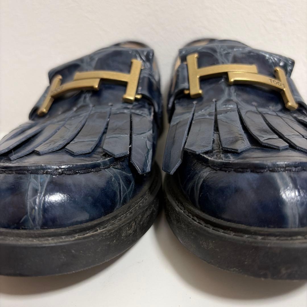 TOD'S ローファー フリンジ クロコ柄 24.5cm