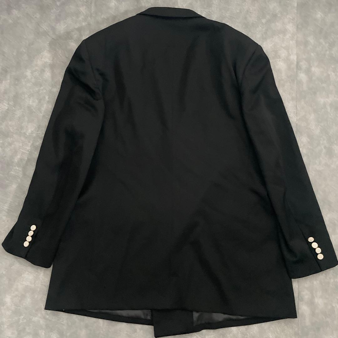 極上 漆黒ウール ダブブレストスーツ × BVLGARIネクタイ 3L XXL