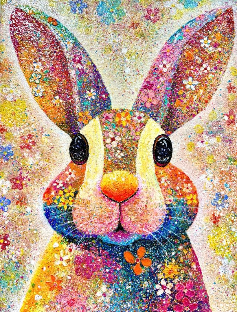 原画 抽象画【 おひさまの はなうさぎ 】 - メルカリ