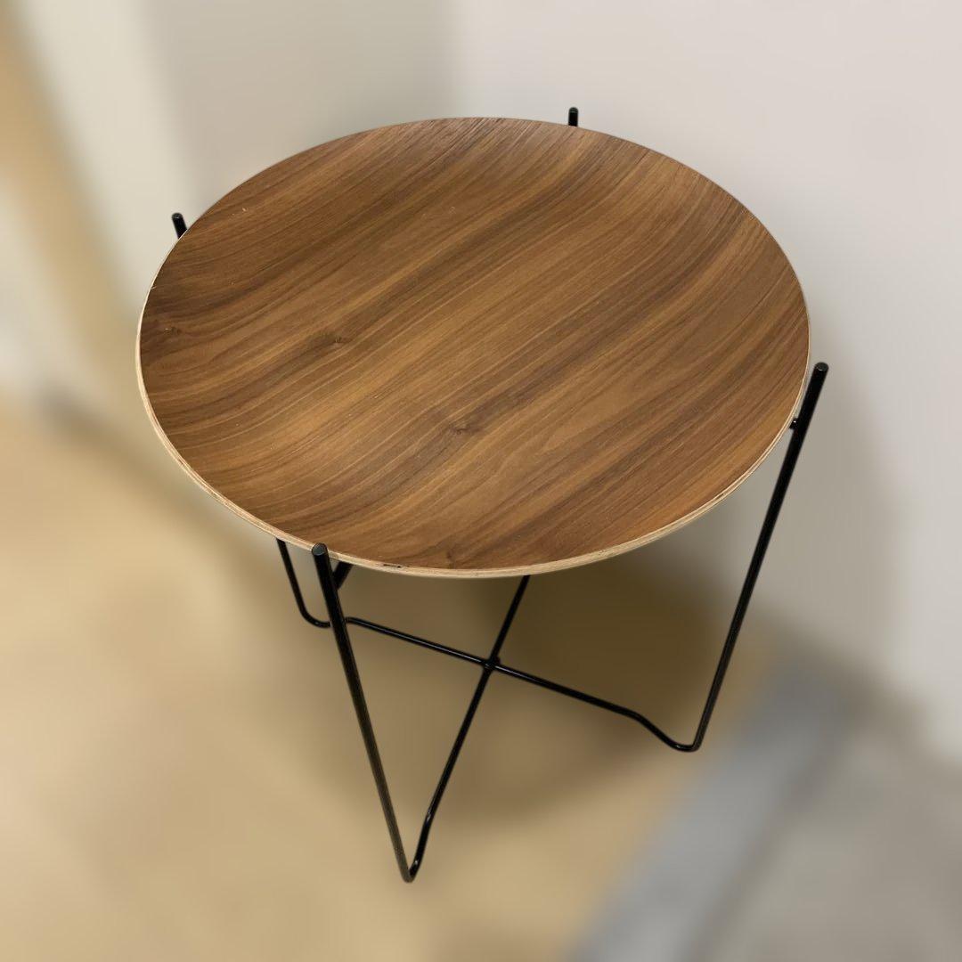 ZARA HOME円形木製サイドテーブル（ブラック脚） - メルカリ