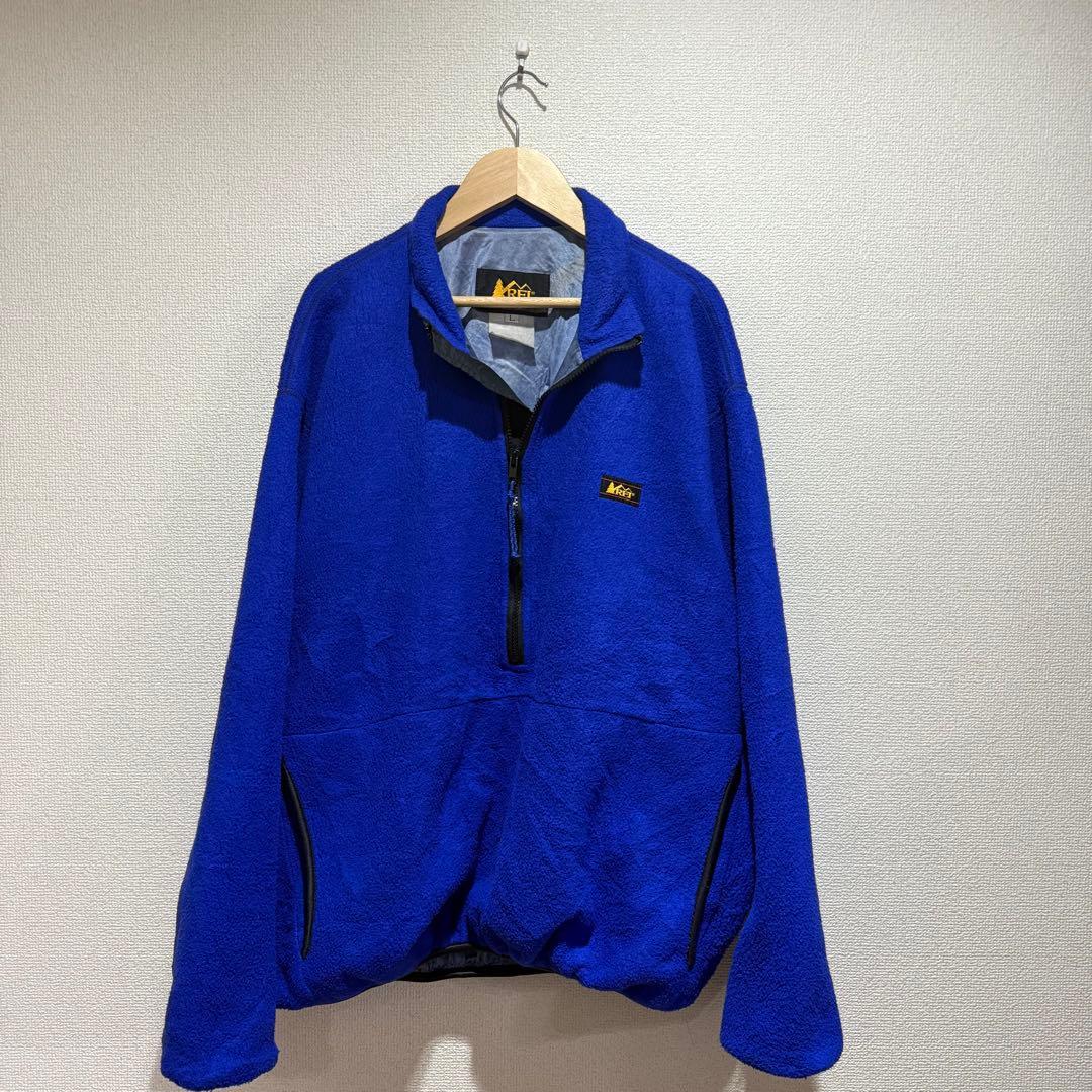 80's REI フリースジャケット ハーフジップ 青 プルオーバー L 80's REI フリースジャケット ハーフジップ 青 プルオーバー L
