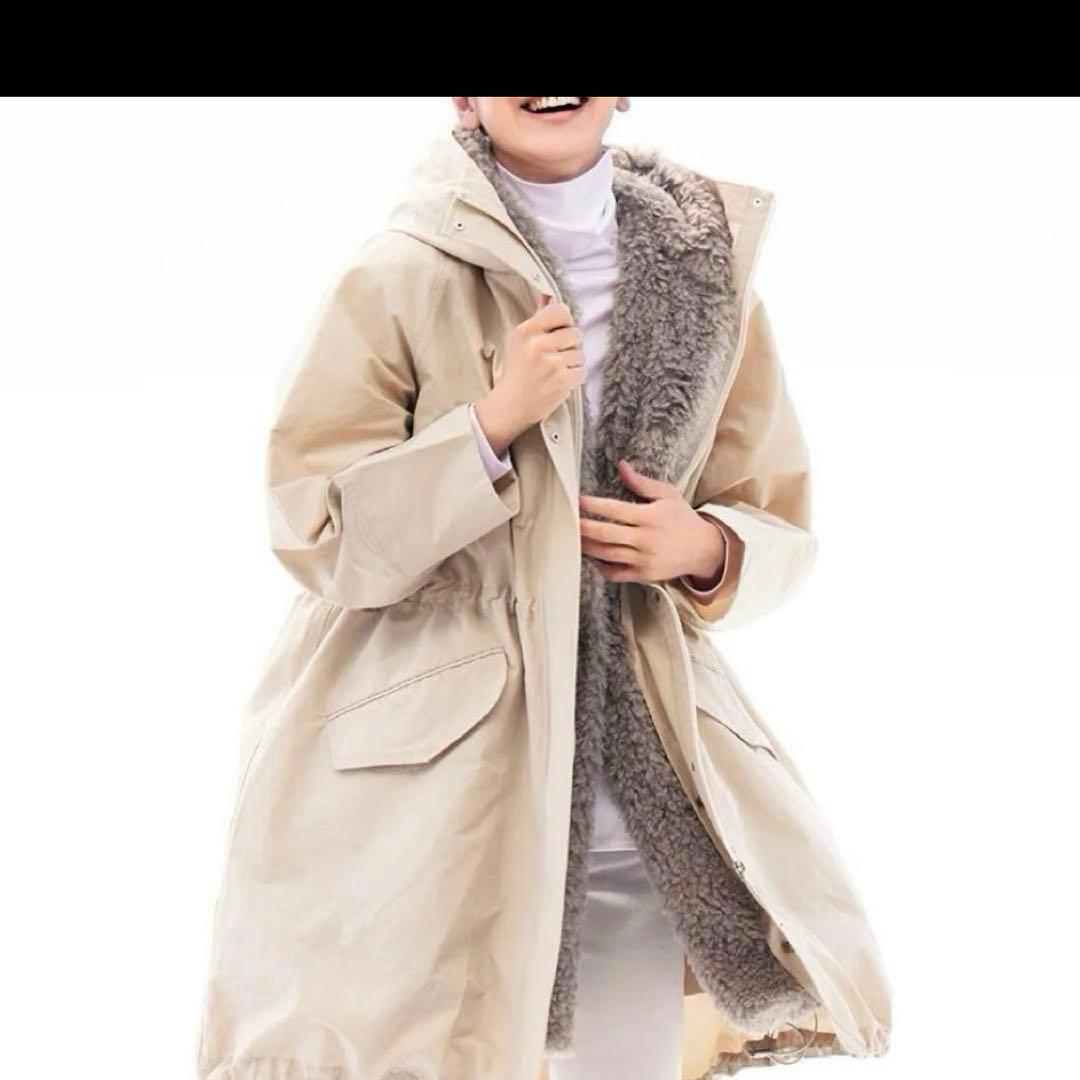 美品！ダーマコレクション2wayフーデットコート ボアライナー付き M