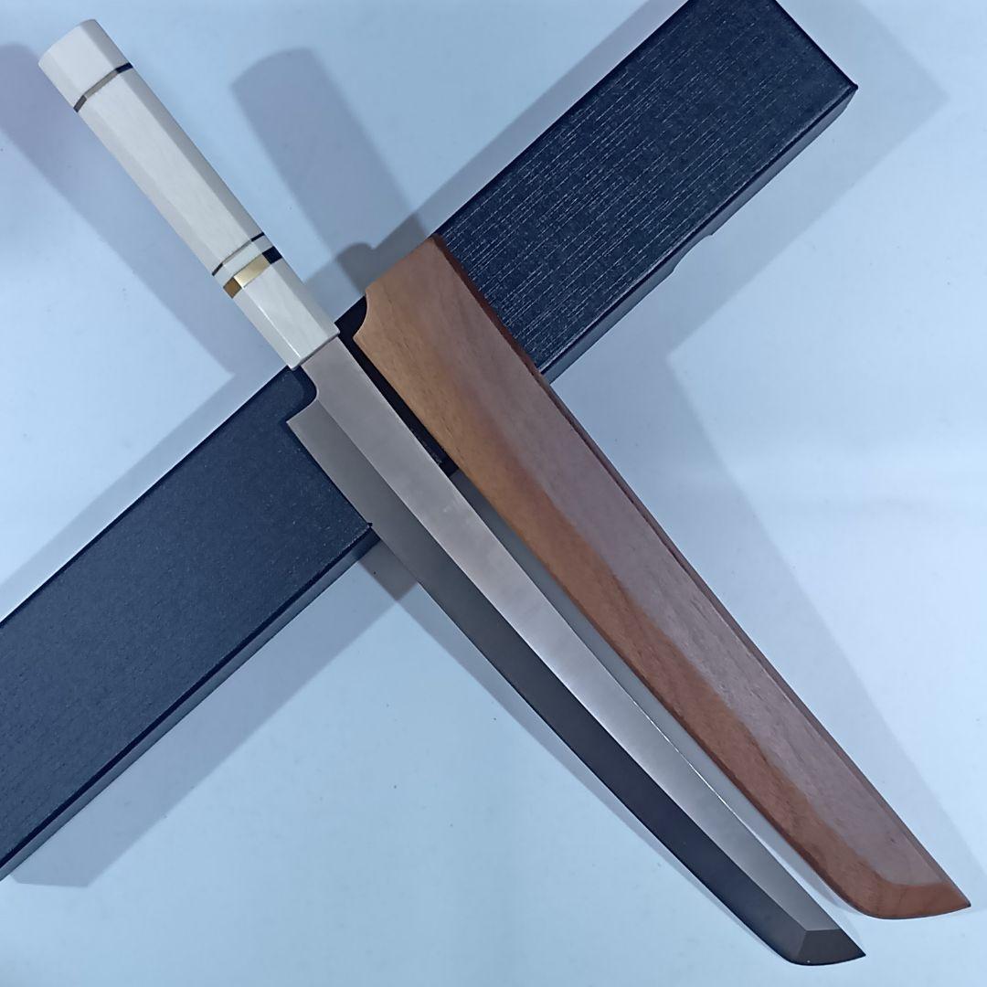 ステン本焼V金10号先丸柳刃包丁30cm人工象牙八角柄 - メルカリ