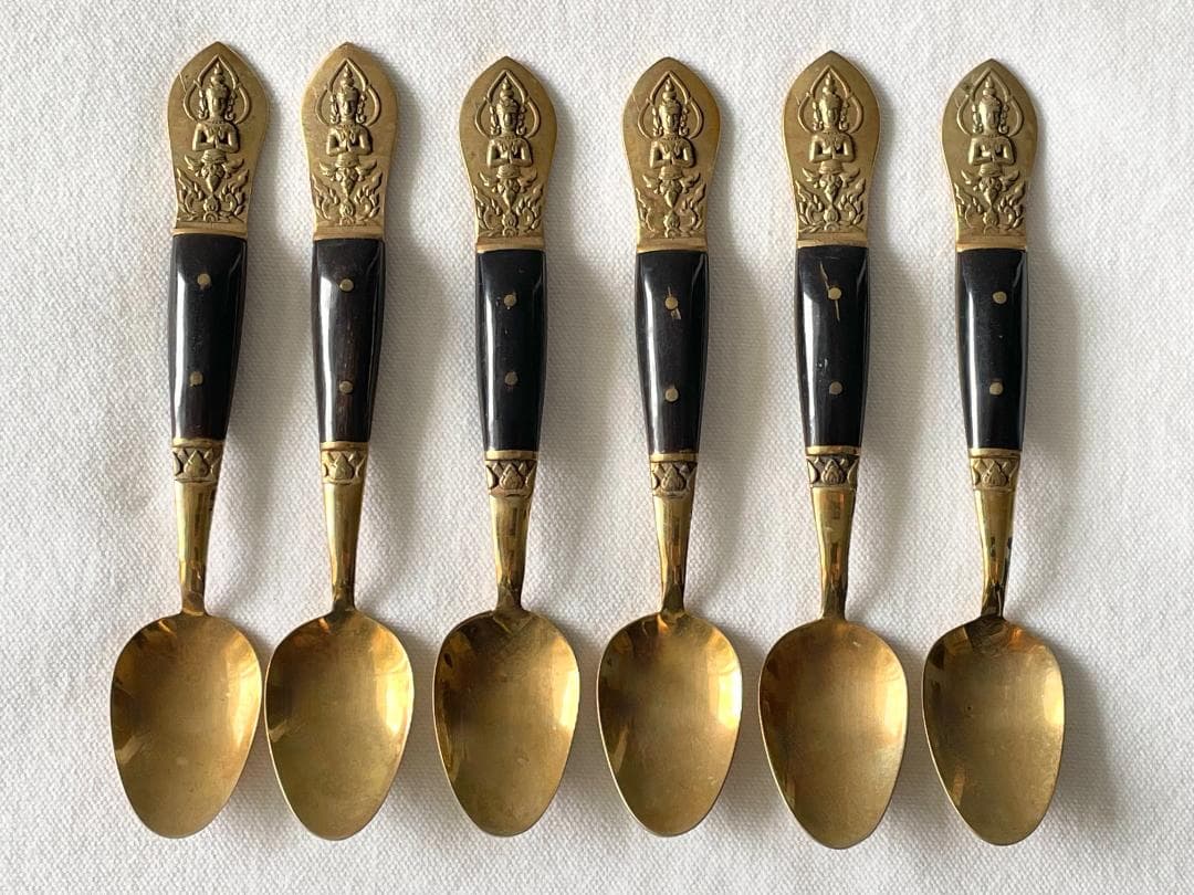 タイ製 デミタススプーン 6本 仏陀 真鍮 黒檀 - メルカリ