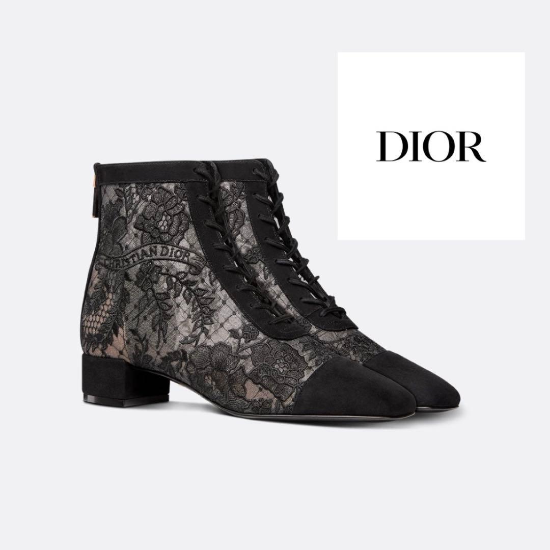 美品✨DIOR Naughtily-D 37 ヒール ショートブーツ　刺繍 KCI850ROYS900_SBG_E02-1?$