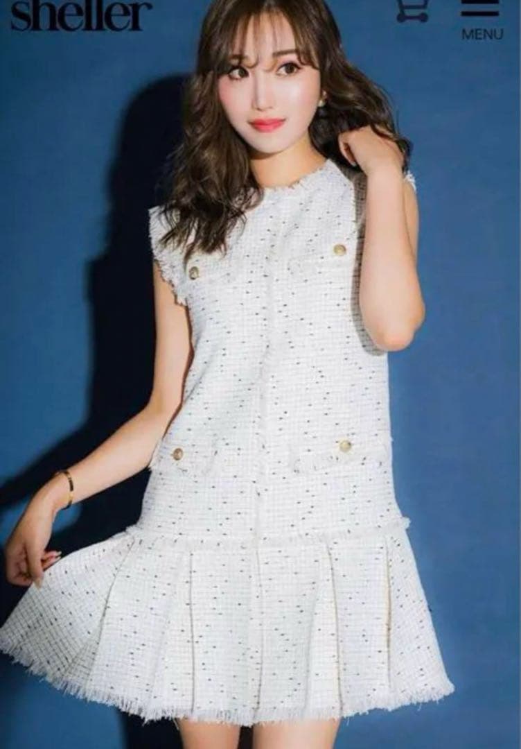 シェリエ ホワイト ノースリーブ ミニワンピース - メルカリ