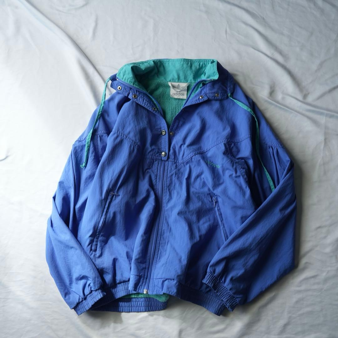 80s adidas ナイロンジャケット ロゴ刺繍 銀タグ 古着 希少デザイン