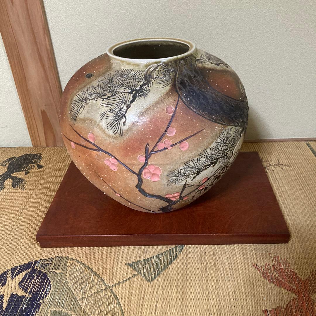 信楽焼の花瓶 楽天市場】【ポイント10倍】信楽焼 大型 フラワーベース 窯肌 松皮 20