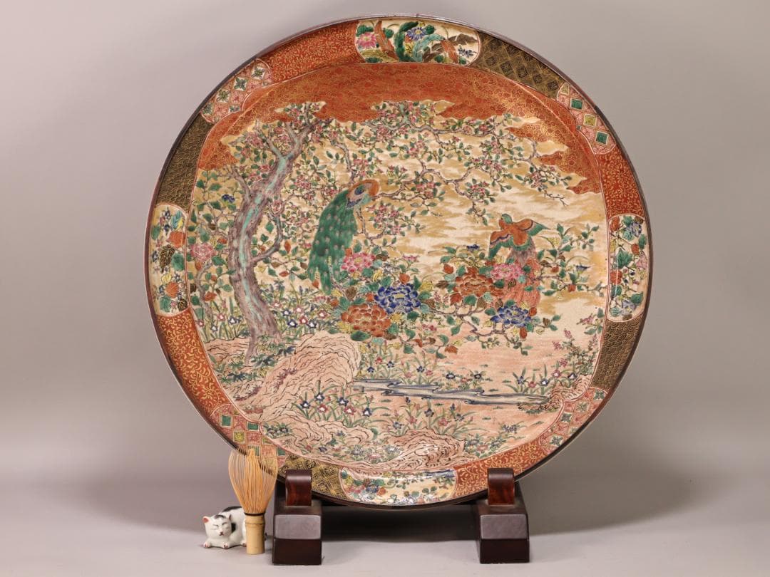 BK439 庄三造 古九谷青手 飾皿 二重角福 共箱 大皿 直径58㎝ - メルカリ