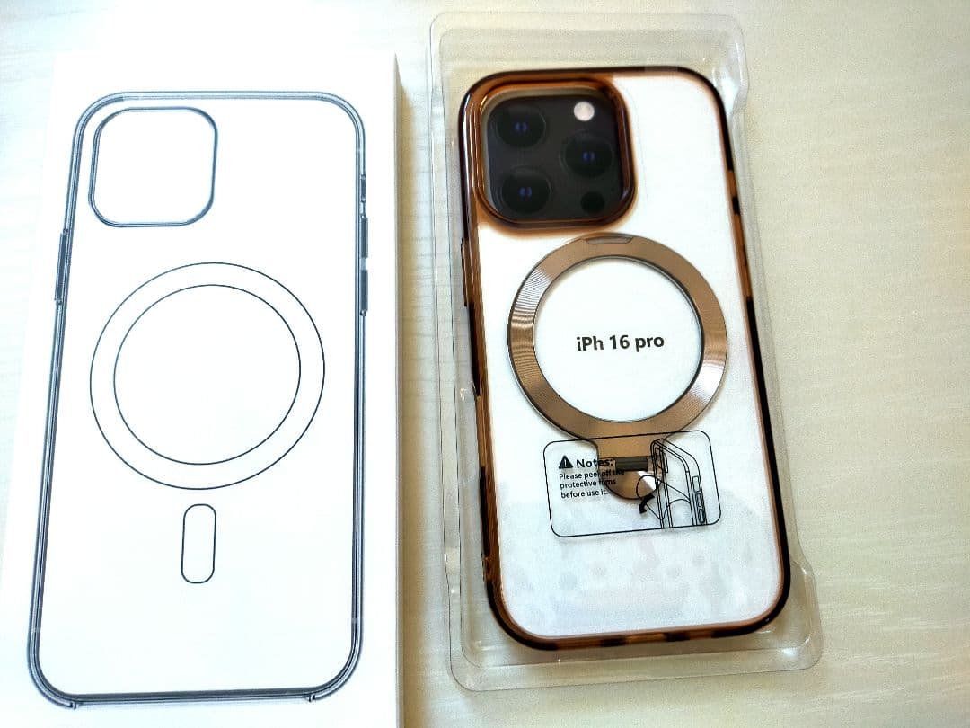 iPhone 16 Pro用デザートチタニウム ケース 360度回転リング付き