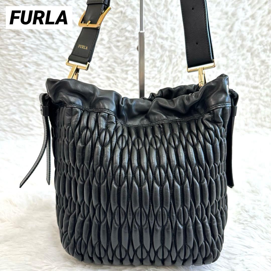 美品✨FURLA フルラ ショルダーバッグ レザー ブラック 黒