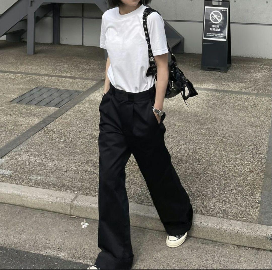 ok.soon Dickies ワイドチノパンツ 黒 L ok.soon×dickies wide chino pants (black) | ok.soon