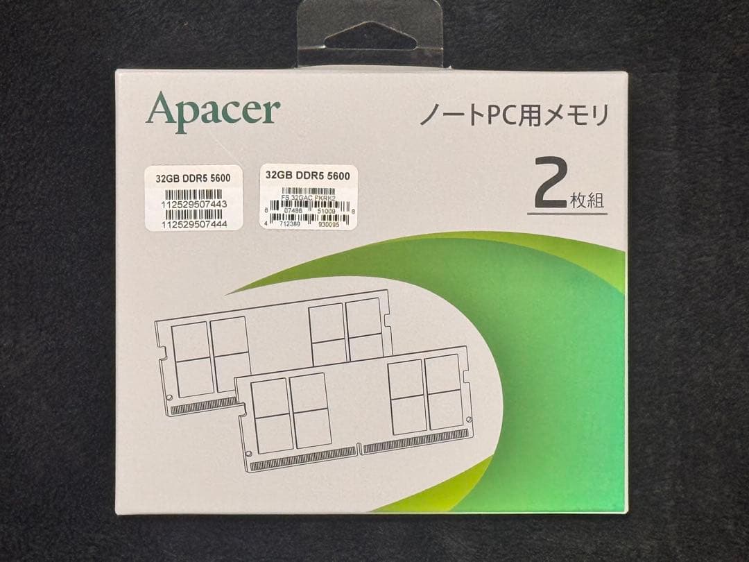 新品未開封 Apacer 32GB DDR5 5600MT/s 2枚組 増設メモリ DDR5-5600 PC5-44800 288PIN 32GB 2枚組 DDR5-5600 FL