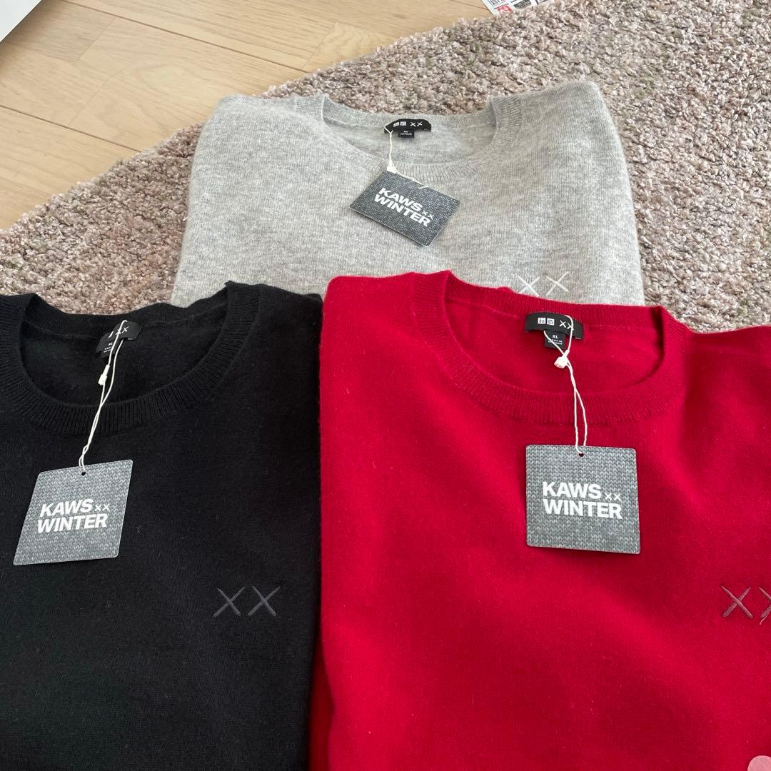 Lサイズ3点セット　新品未使用　カウズ　ユニクロ　カシミヤ100 ユニクロ公式 | カウズ ウィンター カシミヤクルーネックセーター