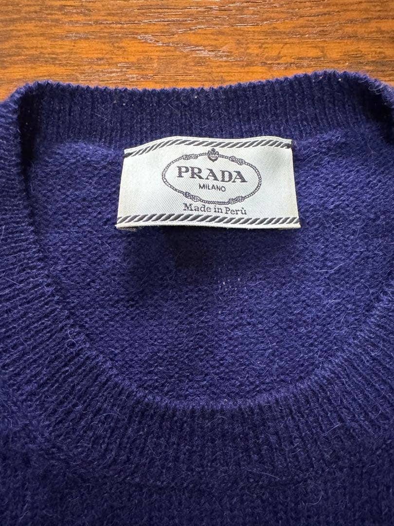 PRADA アルパカ クルーネックニット ブルー サイズ46 - メルカリ
