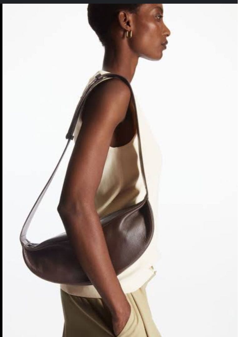 COS コス プリーツ ベルト レザーバッグ ブラウン zz-0969585_82-306-1010016-1.