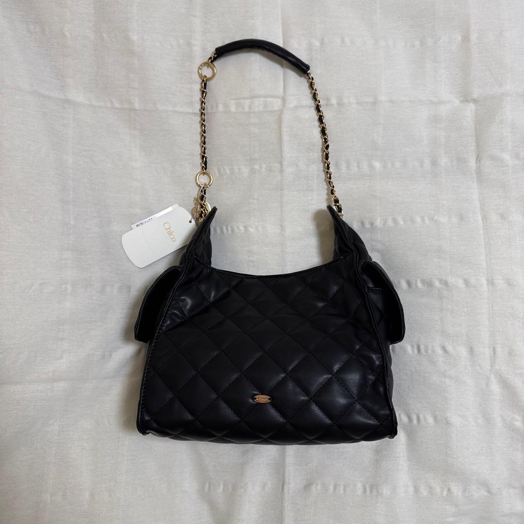 Chico チコ 2wayチェーンショルダーキルティングバッグ ブラック セール】2wayチェーンショルダーキルティングバッグ（ショルダーバッグ