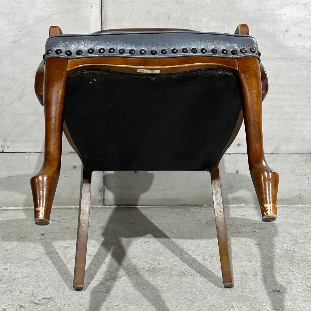 ✦マルニ木工✦ アームチェア 昭和レトロ レザー調 鋲打ち クラシック