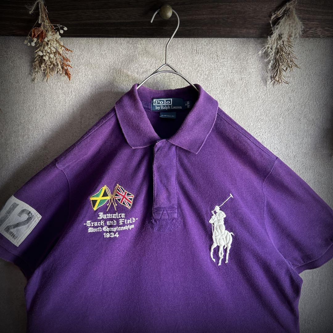 ラルフローレン ポロシャツ 紫 ジャマイカ ビッグポニー刺繍 Mサイズ