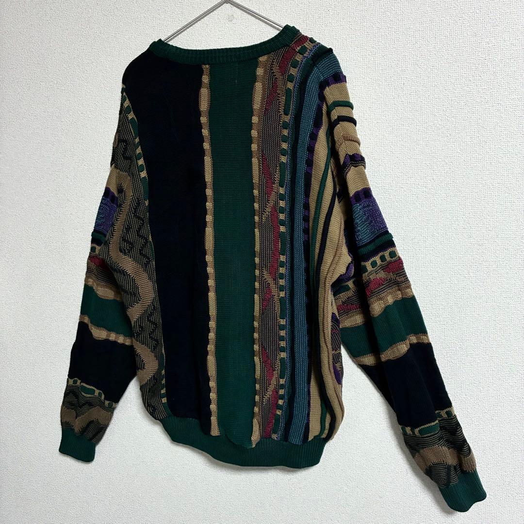 美品 90s 3Dニット セーター CANADA製 TOSANI 幾何学模様 美品 90s 3D