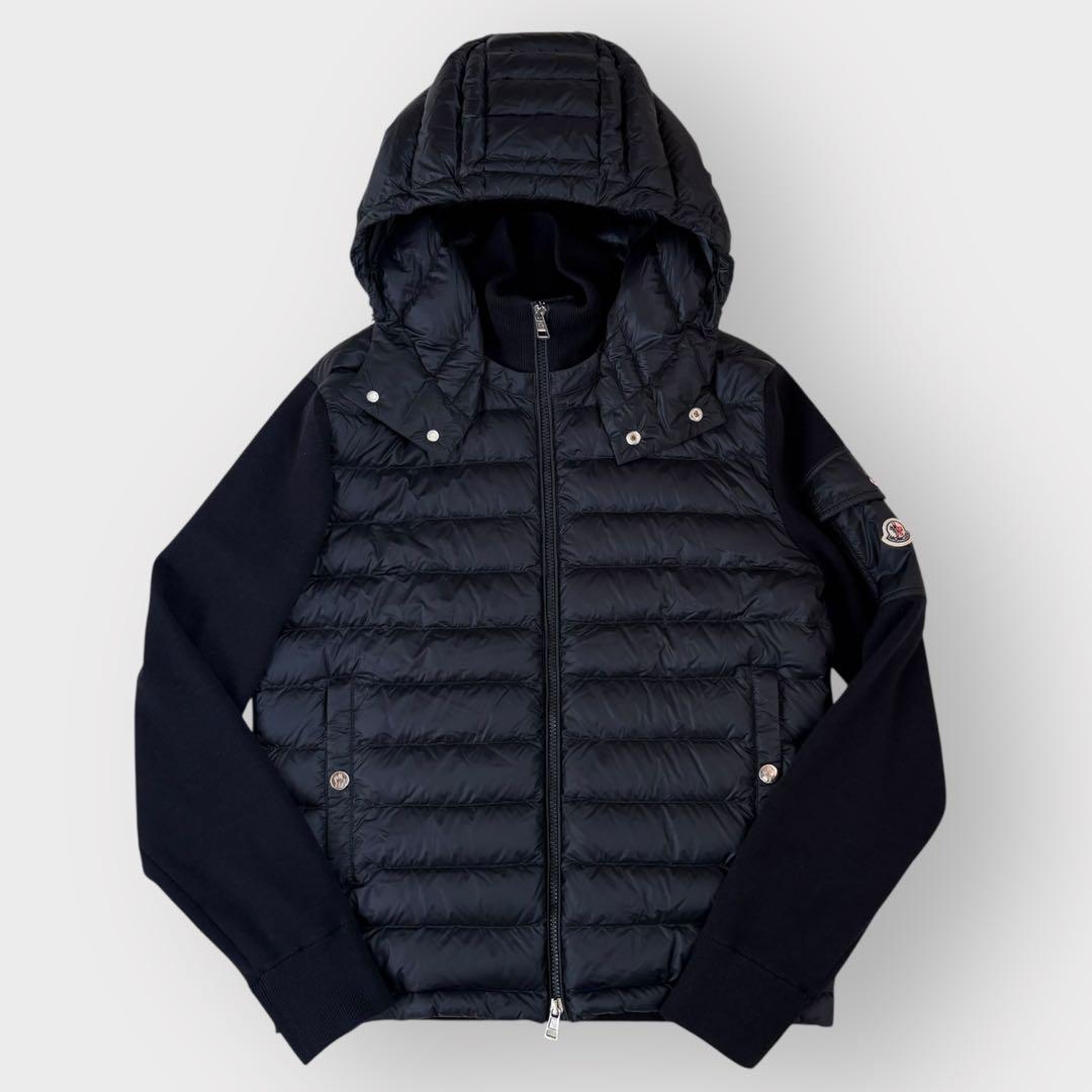 M/美品 MONCLER モンクレール ハイブリッド ニットダウンジャケット 紺
