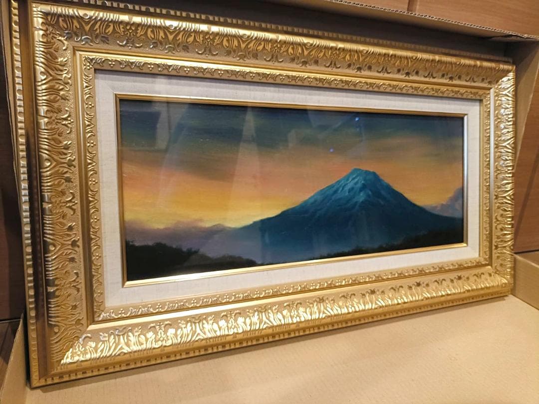 【週末限定お値引き】油彩画 / 青富士 送料無料】開運画「青富士 Q」縦・大・原画・油彩・絵画・壁掛け・独立