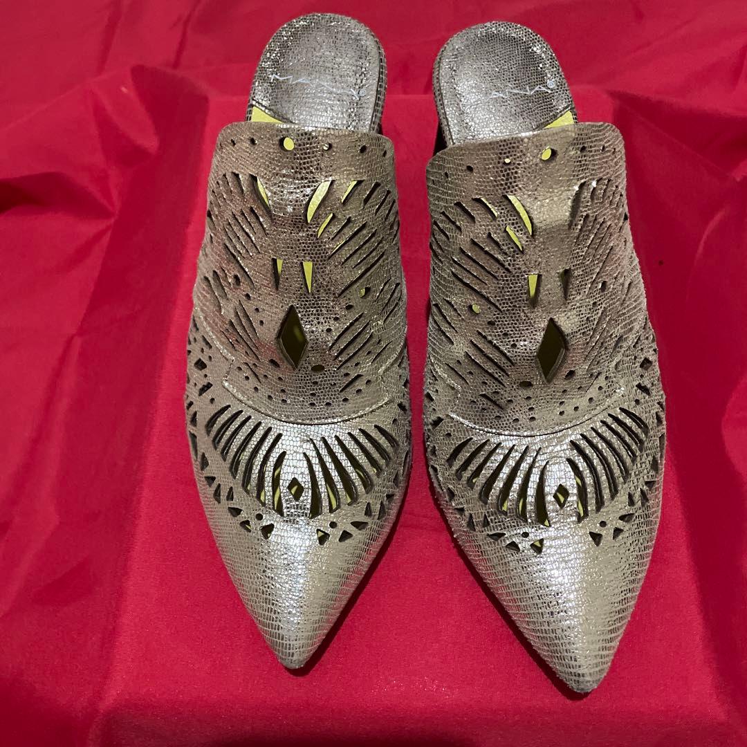 MANA羊革カットワークブロンズミュール37サイズ mana maruyamaさんコラボ】カットシャーリングキャミワンピセットアップ