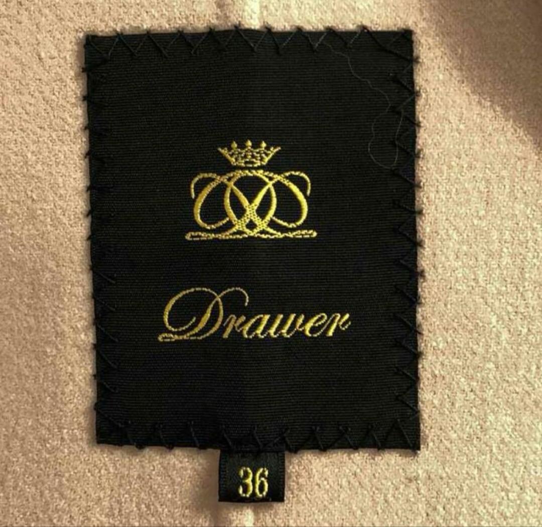 美品】Drawerドゥロワー ケヌキファーポケットノーカラーコート36