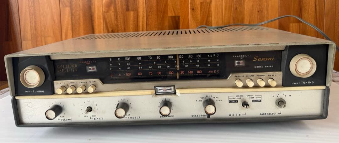 サンスイ SM-80 管球式チューナーアンプレシーバー 真空管アンプ(a47) サンスイ SM-80 管球式チューナーアンプレシーバー 真空管アンプ(a47