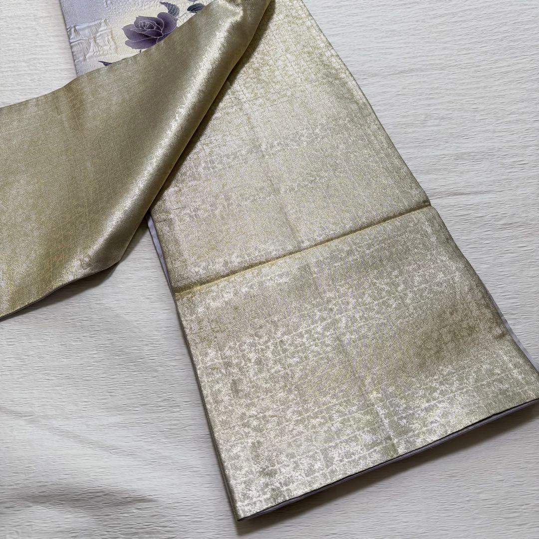 m-84 京友禅 石田凱宣 薔薇 正絹 袋帯