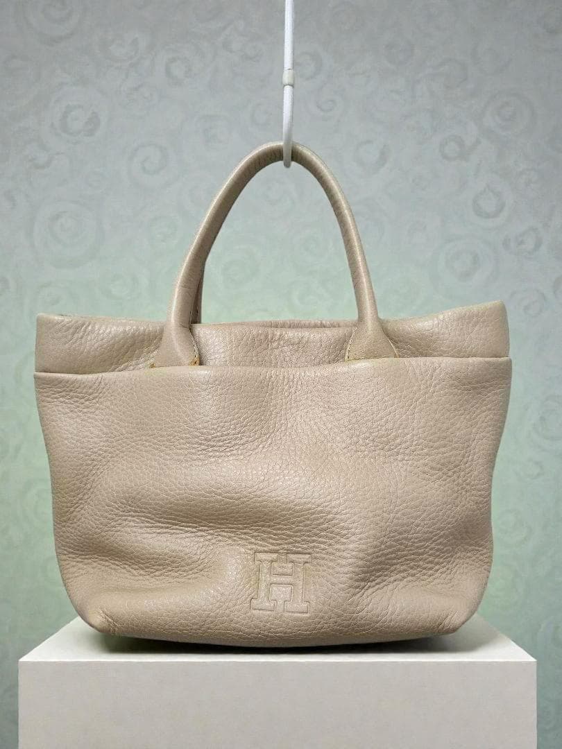 ヒロフ　レザー　ハンドバッグ　ベージュ HIROFU ヒロフ オールレザー バッグ ベージュ - メルカリ