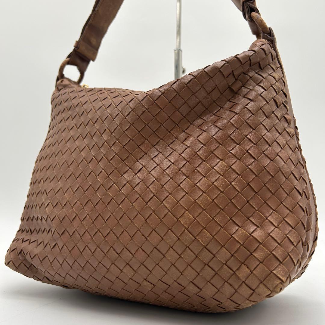 良品】ボッテガヴェネタ ショルダーバッグ イントレチャート ブラウン