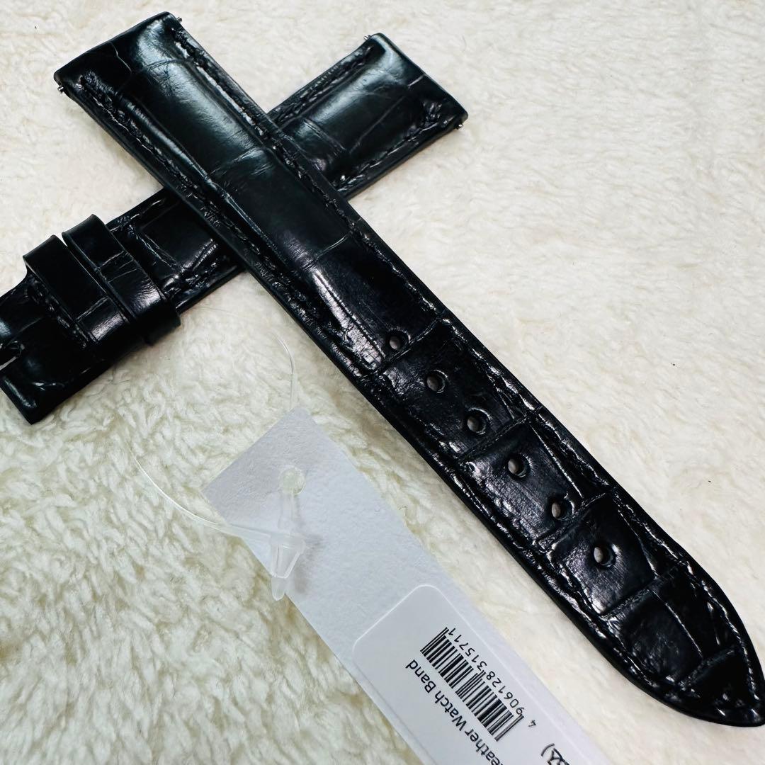 2004#19mm-16mmブラック★本物クロコダイル腕時計用ベルト★スイス製 2004#19mm-16mmブラック☆本物クロコダイル腕時計用ベルト☆スイス製